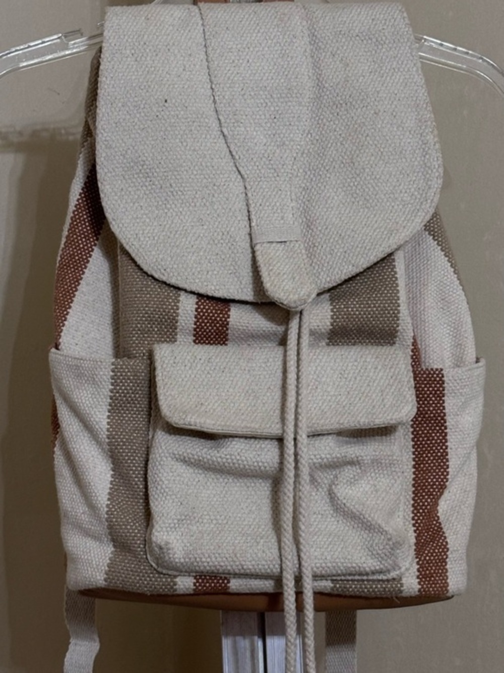 Universal Thread Canvas Stripe Drawstring Backpack - Neutral Stripe